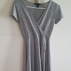 Forever 21 M Cinched Waste Light Gray Dress